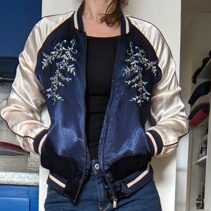 ONLY Embroidered Bomber Jacket size small